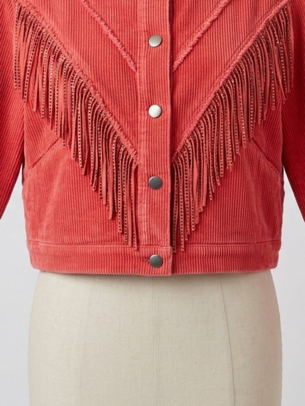 POL Pink Fringe Jean Jacket Sz Large Cotton